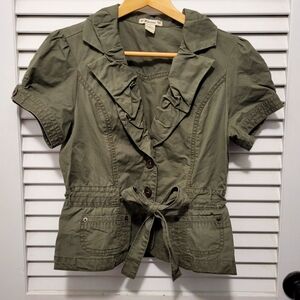 Forever 21 Women's Blouse Jacket Medium Oive Green Like New